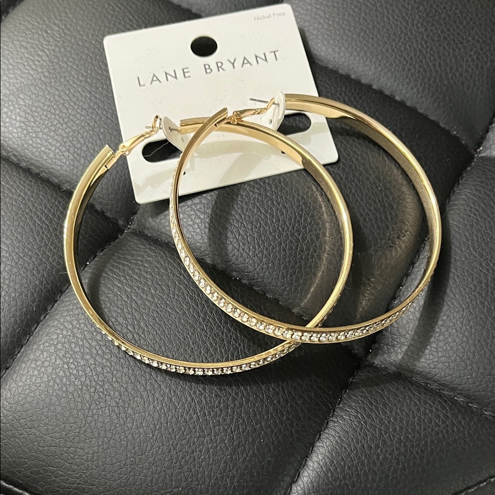 Lane Bryant Gold and Silver Accent Hoop Earrings Large